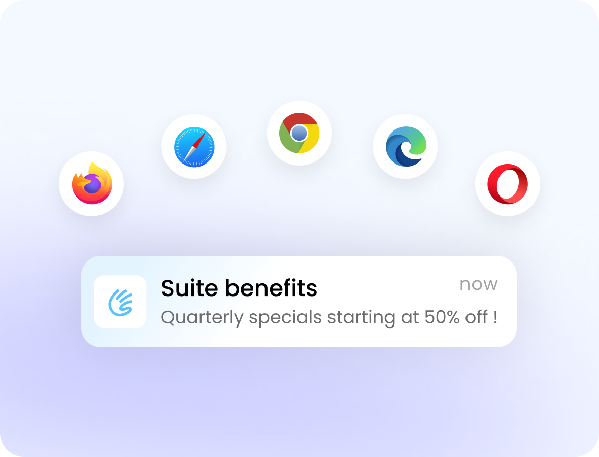 create a website with push notification compatible with different browsers in Wegic AI