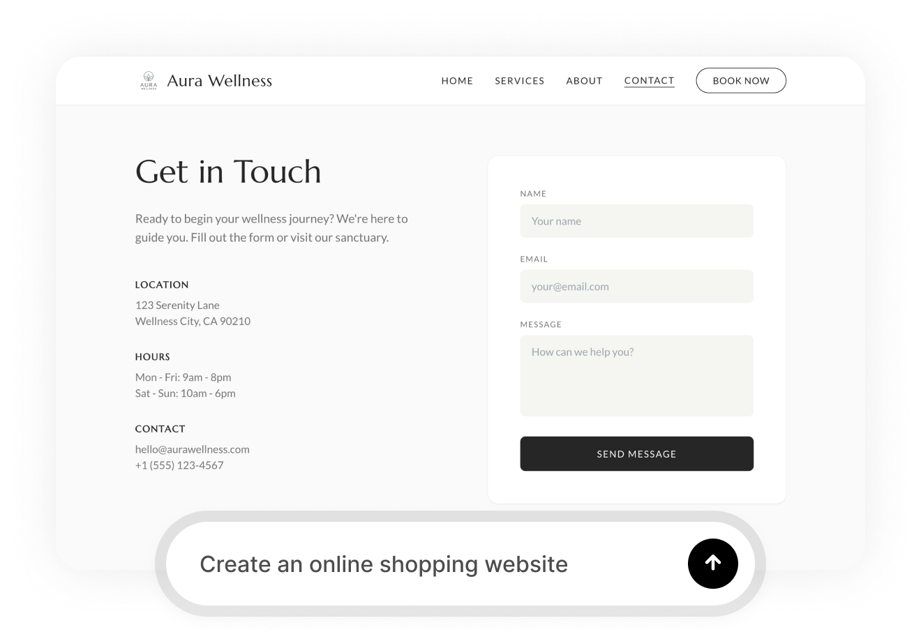 ai generated online shopping website with email marketing form from Wegic AI