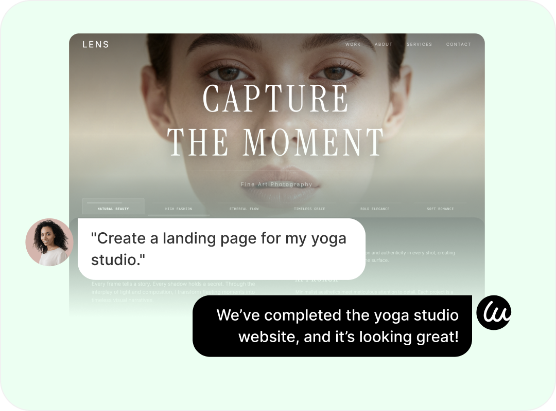 chat with Wegic AI to build a photographers website