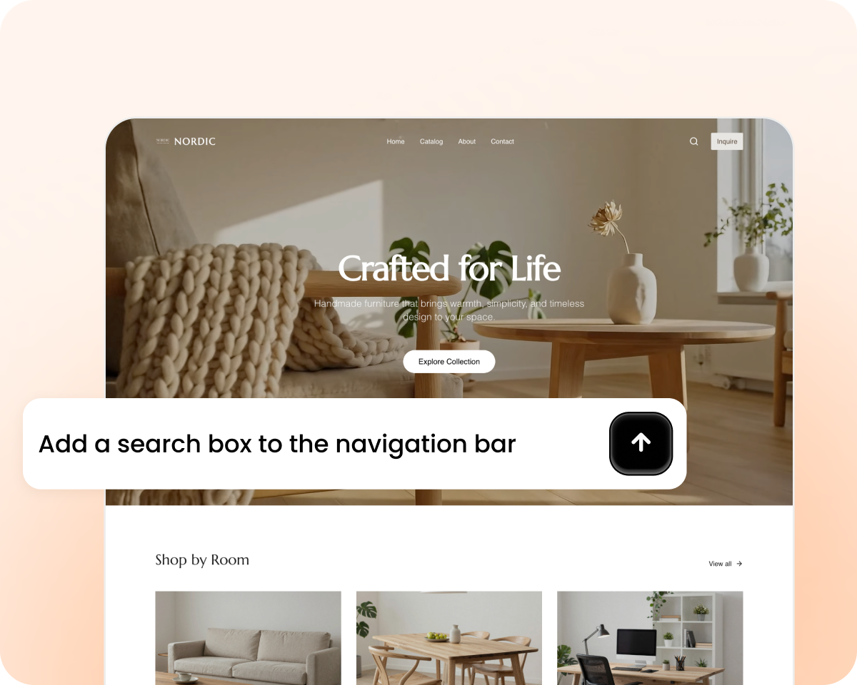 build a website with a search bar in Wegic AI vis chat