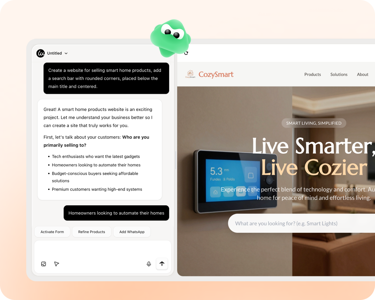 ask Wegic AI to customize the website search bar via chat