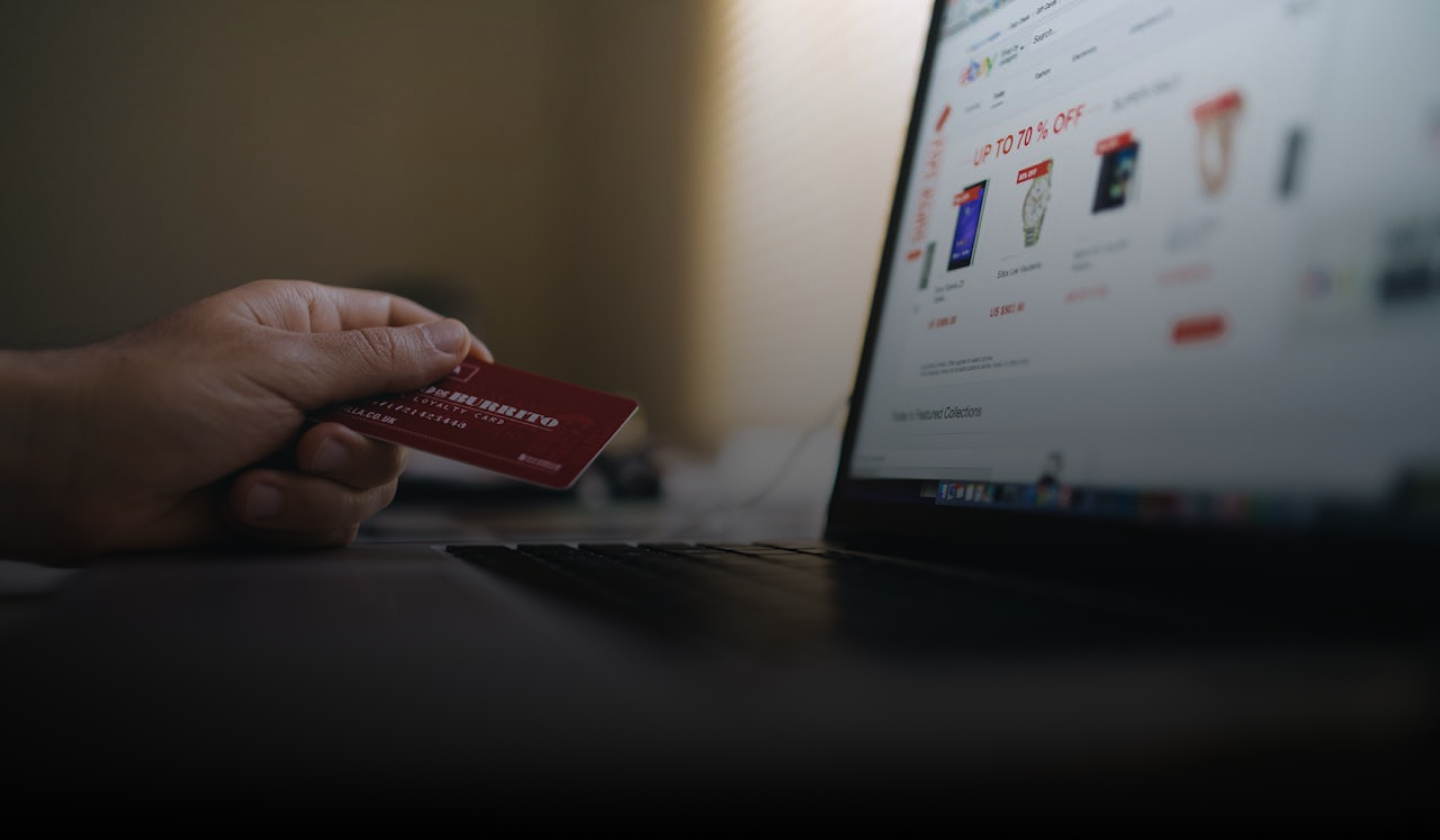 online payment checkout on laptop using credit card for ecommerce purchase