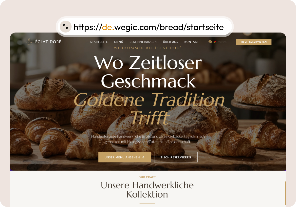 use custom domain for the German bakery website created by Wegic AI