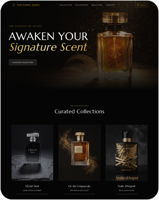 ai-generated perfume selling website with search bar from Wegic AI