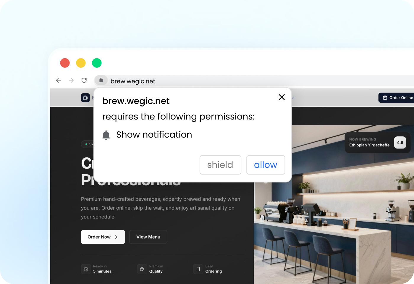 build a website and use web push notifications for subscription in Wegic AI