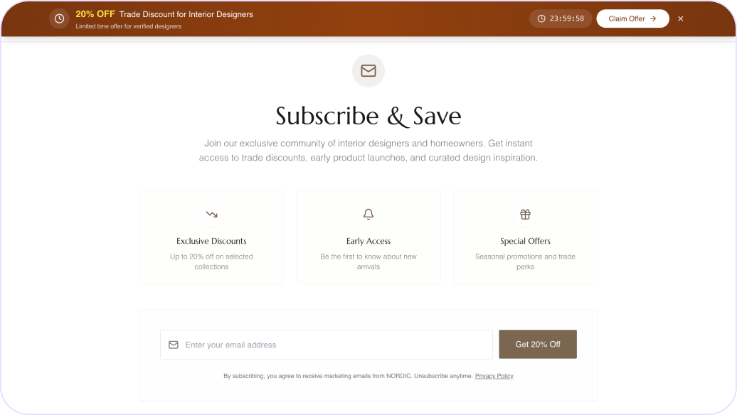 build a website with discount push notification in Wegic AI