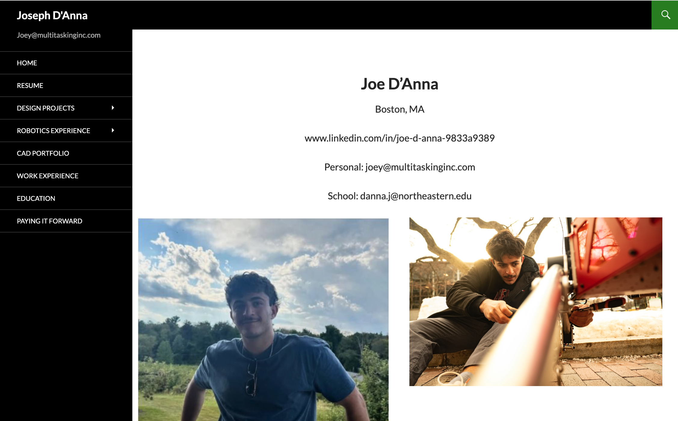 Joey D'Annaの機械工学ポートフォリオは、CADプロジェクト、ロボティクスの作業、エンジニアリングの講義資料を示しています