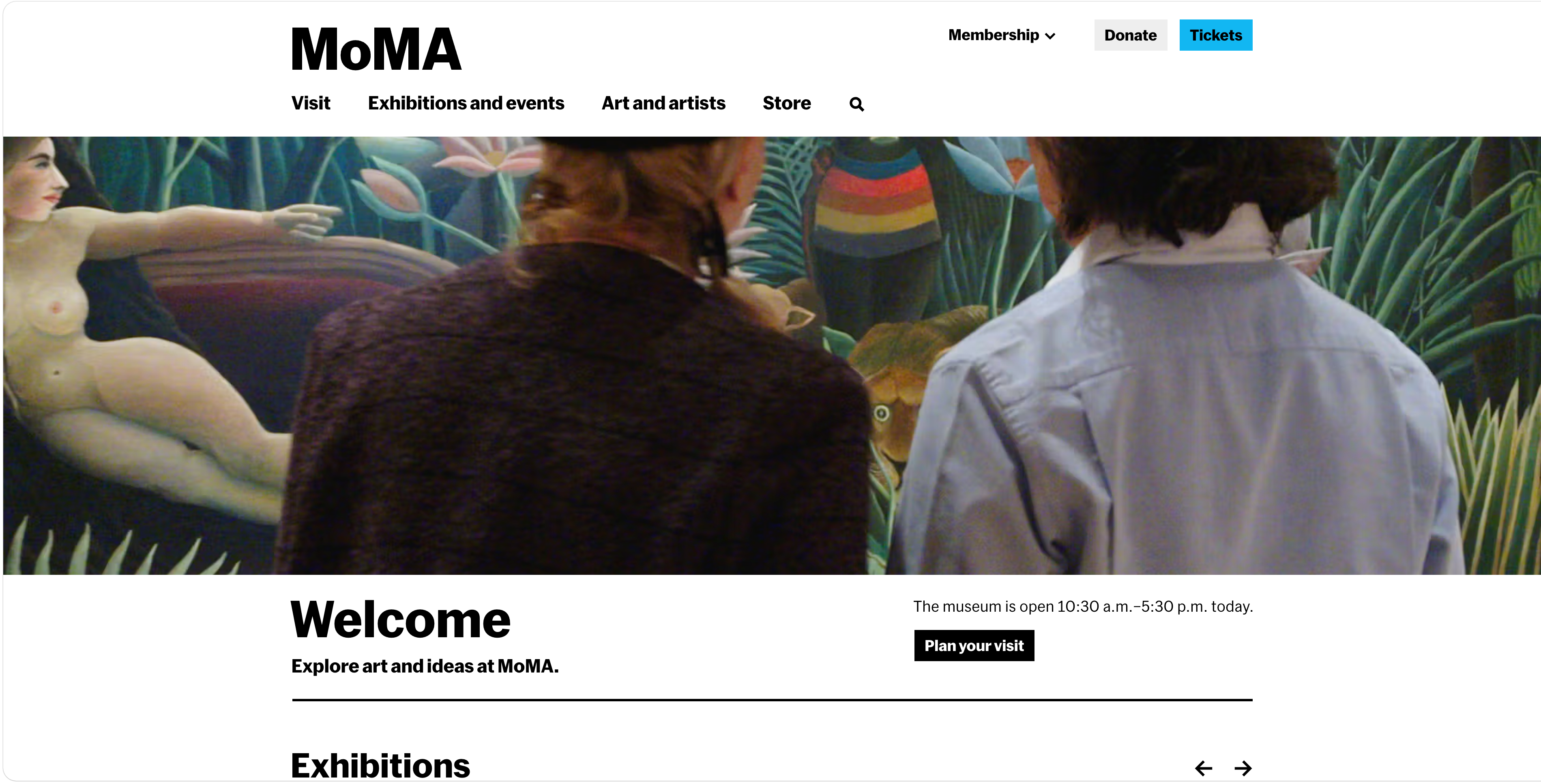 MoMA website navigation example