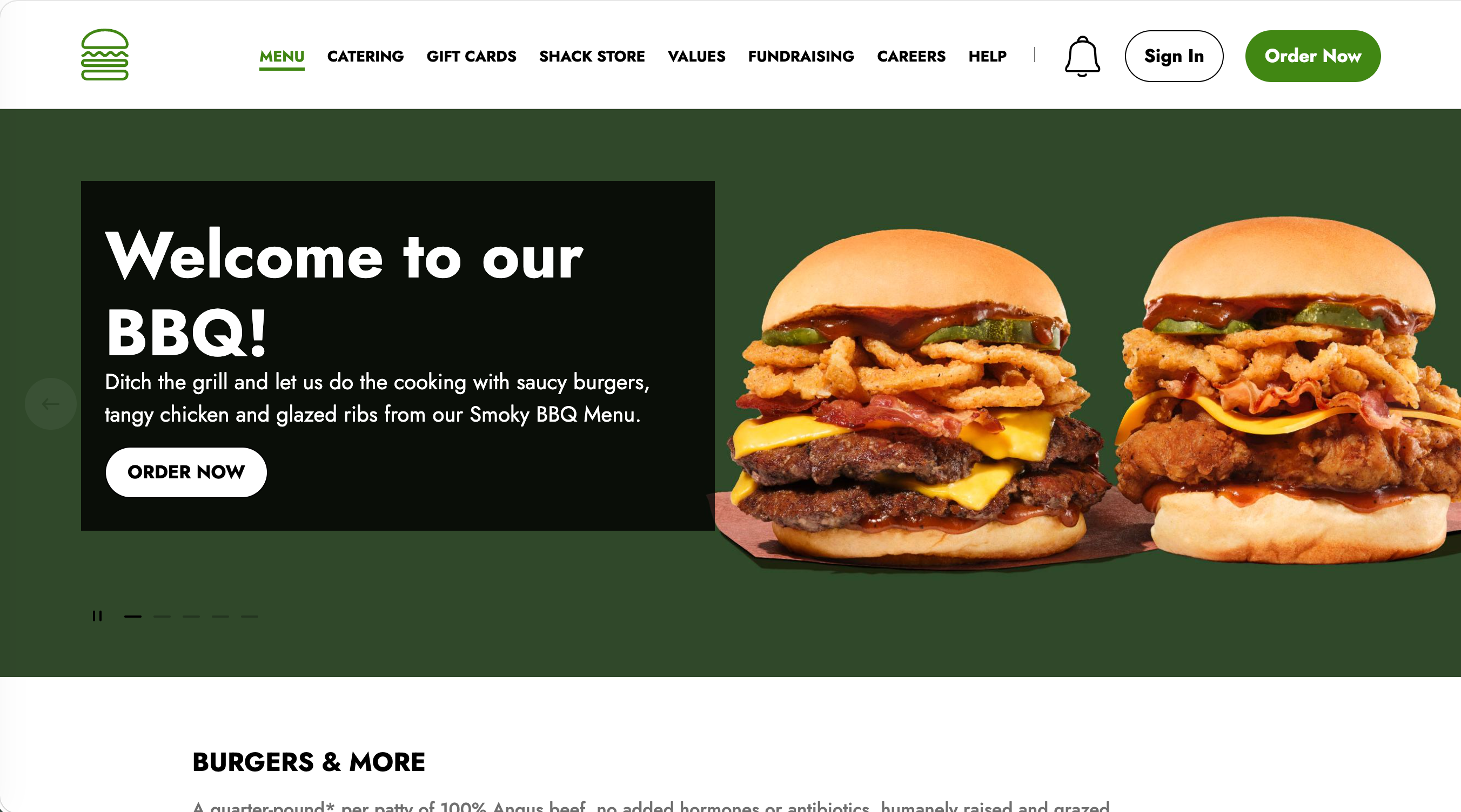 Shake Shack quick service restaurant website example Shake Shack quick service restaurant website example