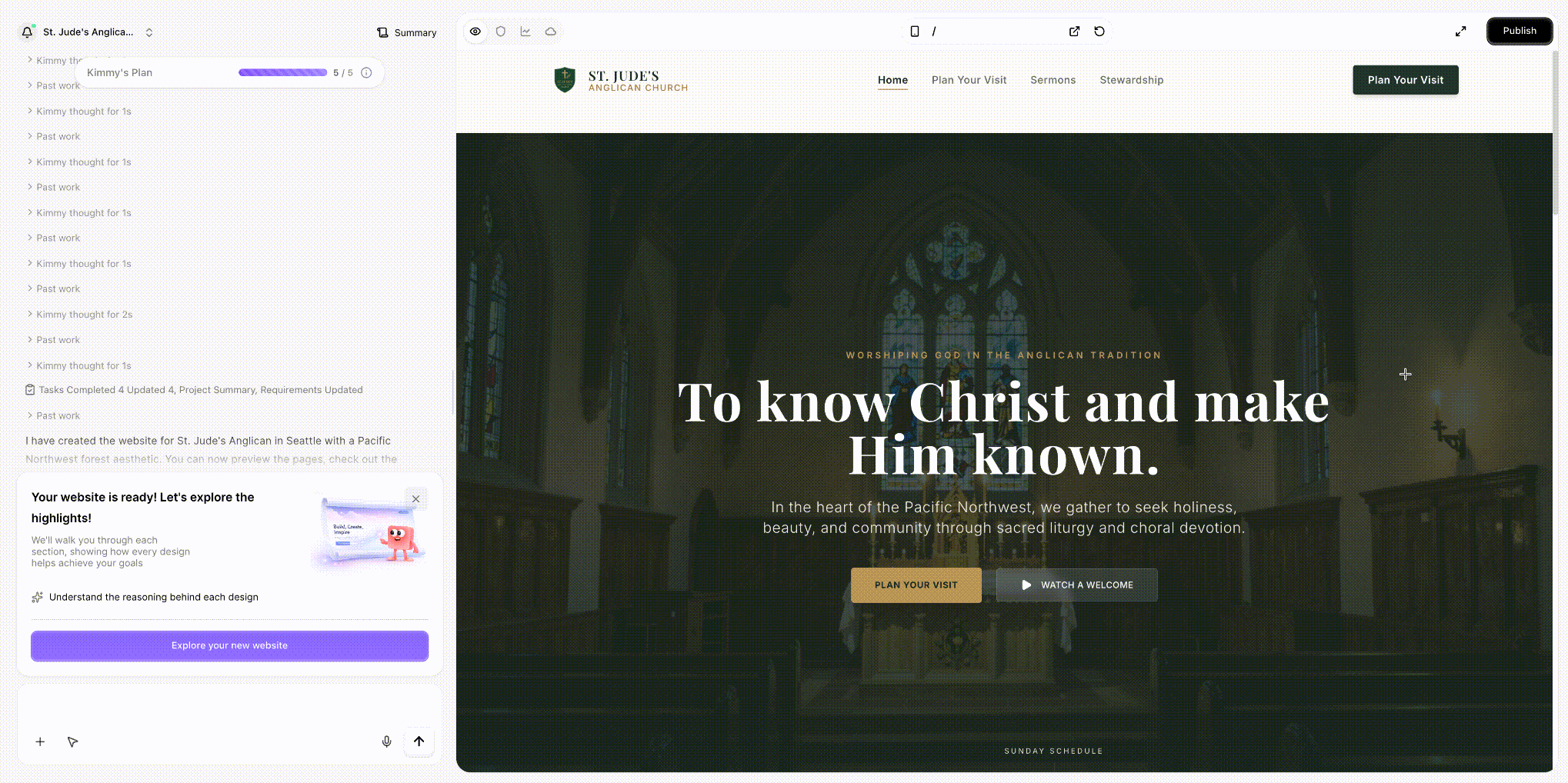 Wegic AI church website builder example Wegic AI church website builder example