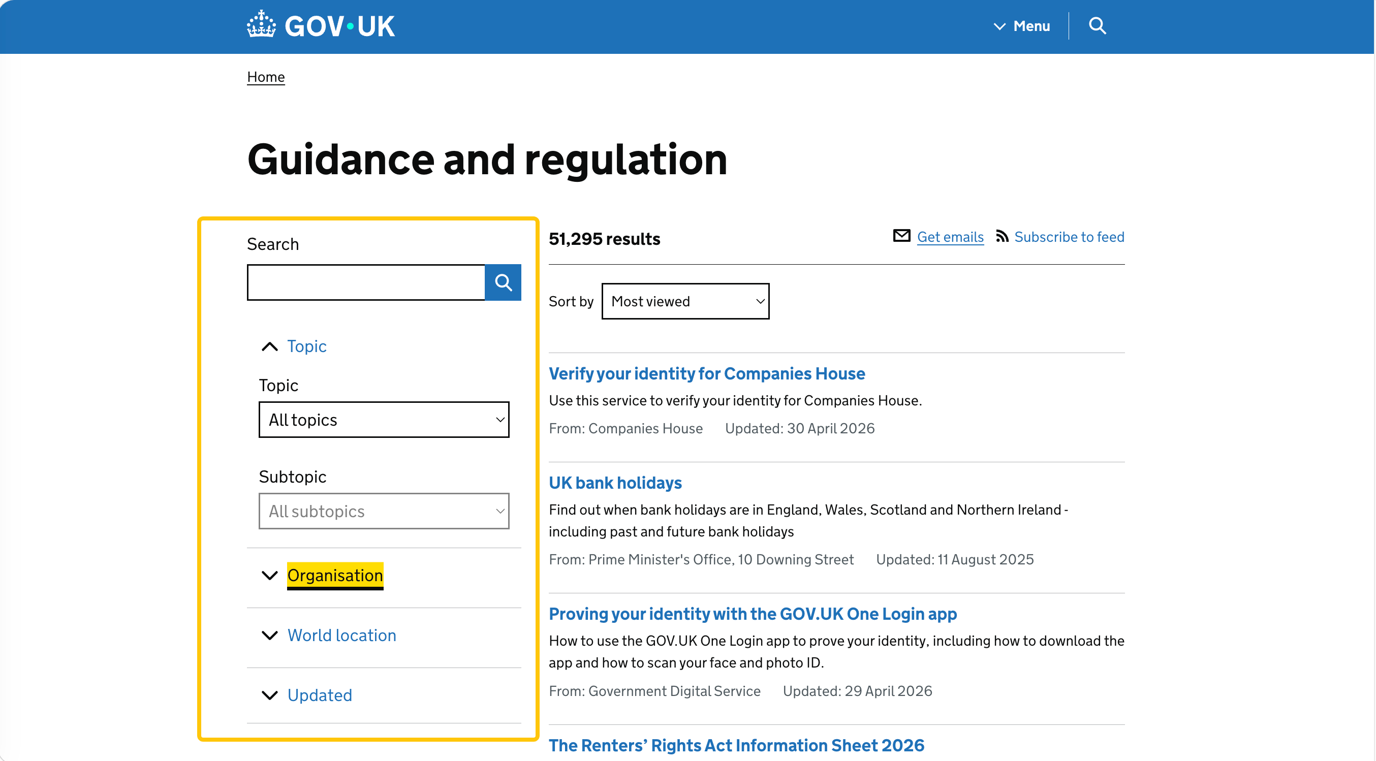 GOV.UK网站导航示例 GOV.UK网站导航示例