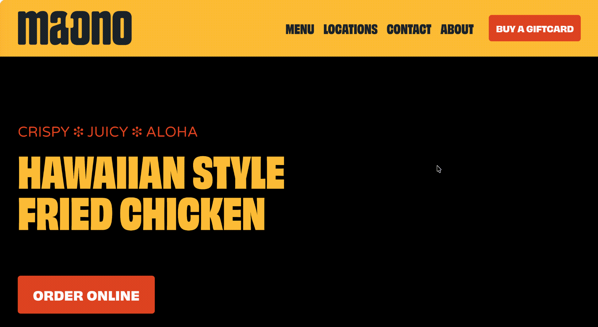 Ma'ono Hawaiian fried chicken local restaurant website example Ma'ono Hawaiian fried chicken local restaurant website example