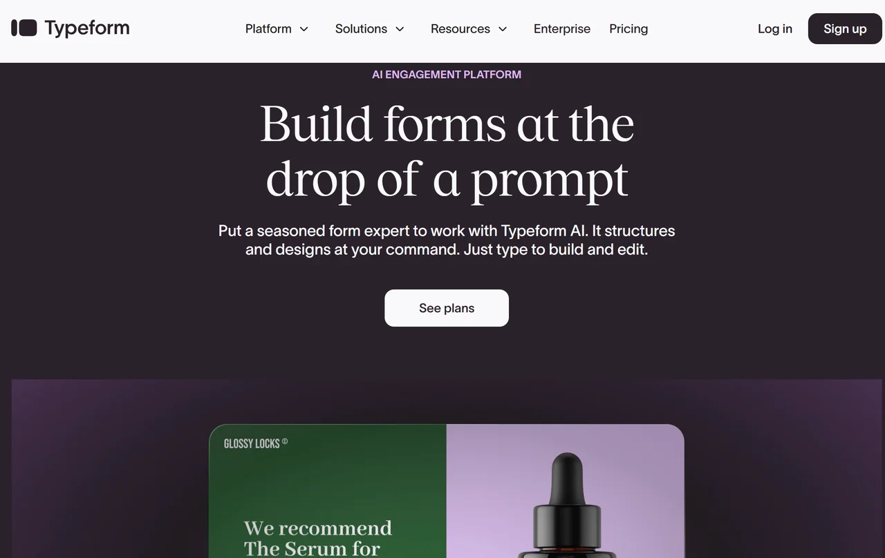 Typeform – The Conversational Form Landing Page