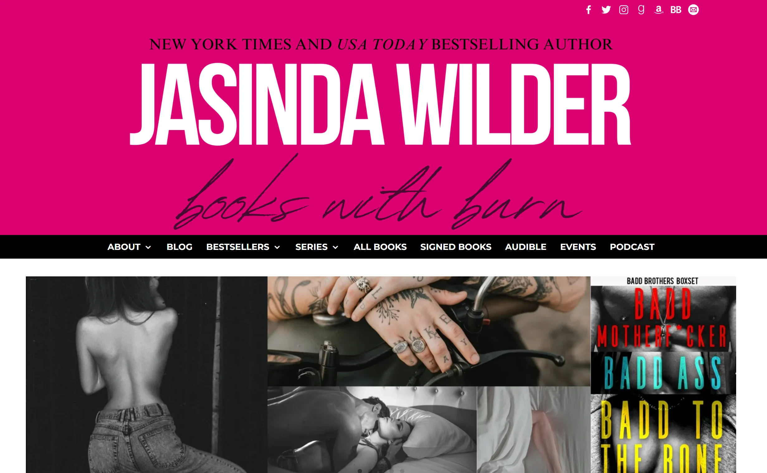 Homepage of author website - Jasinda Wilder