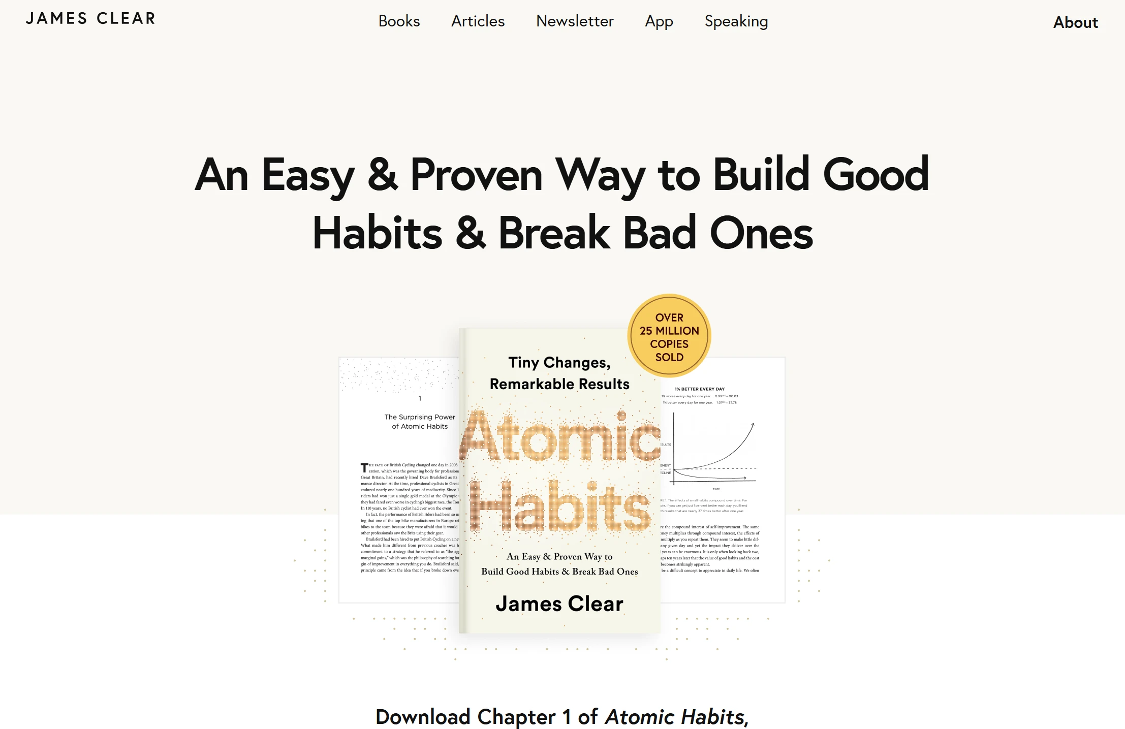 Homepage of author website - James Clear