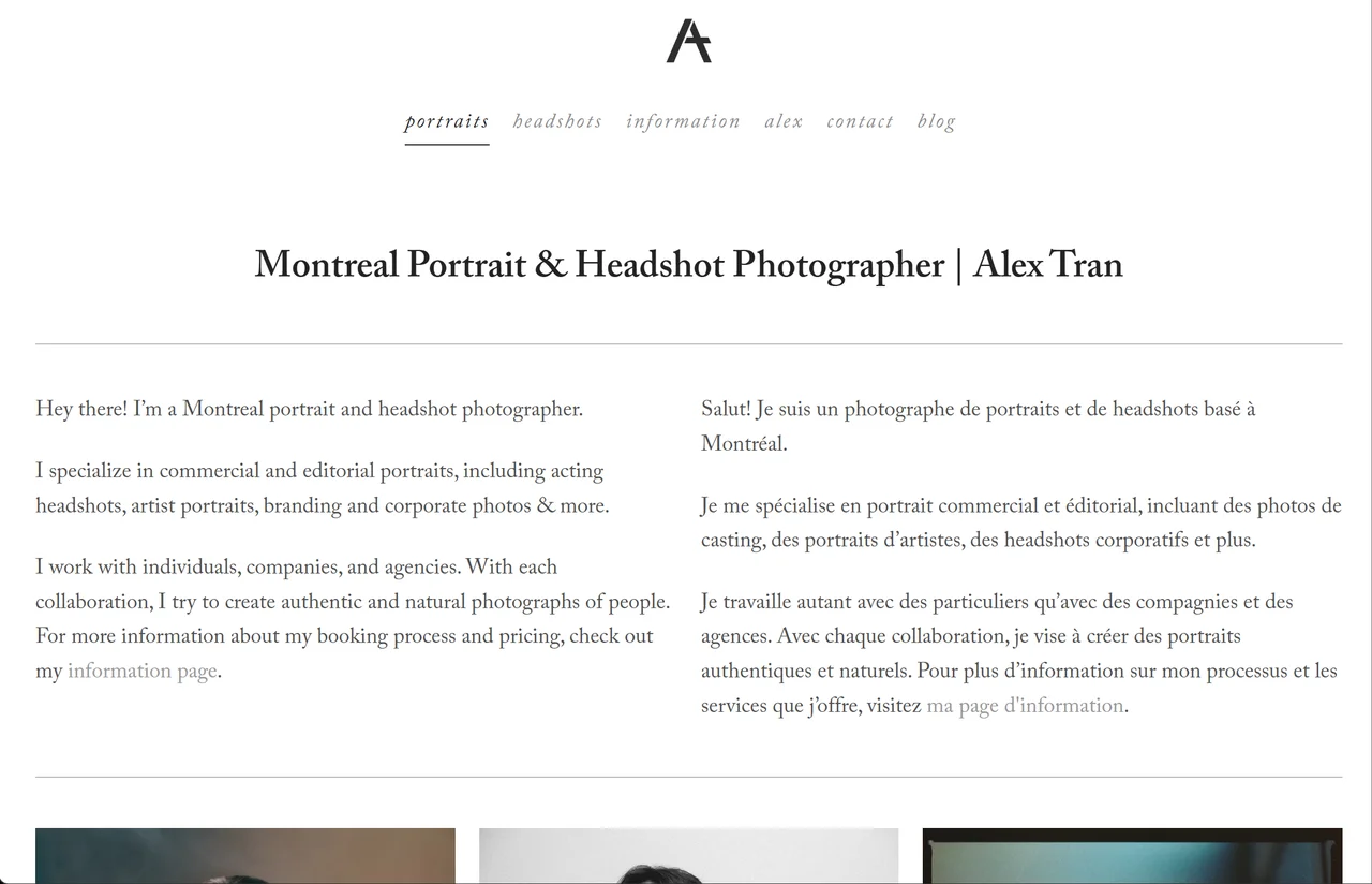 Homepage of Alex Tran – Portrait & Headshot