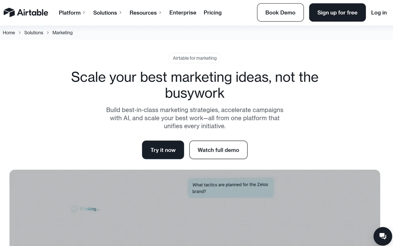 Airtable – The Marketing Landing Page