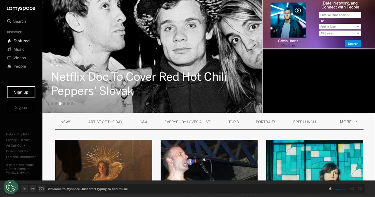 Homepage of myspace.com