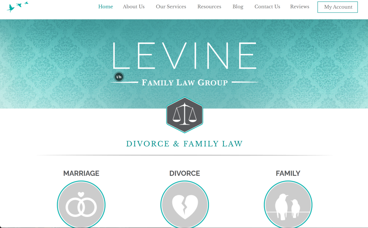 Homepage of law firm website - Levine Family Law Group Homepage of law firm website - Levine Family Law Group