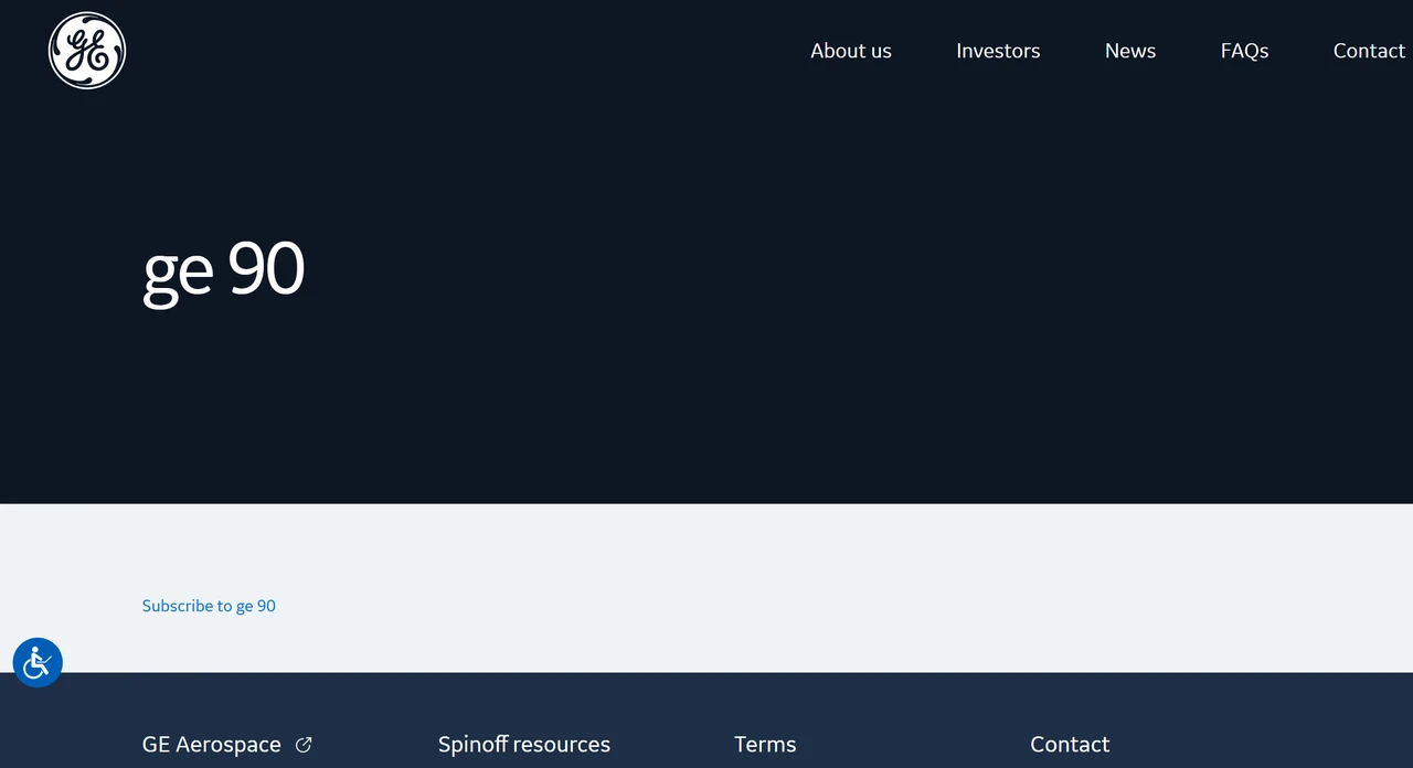 Homepage of General Electric's site