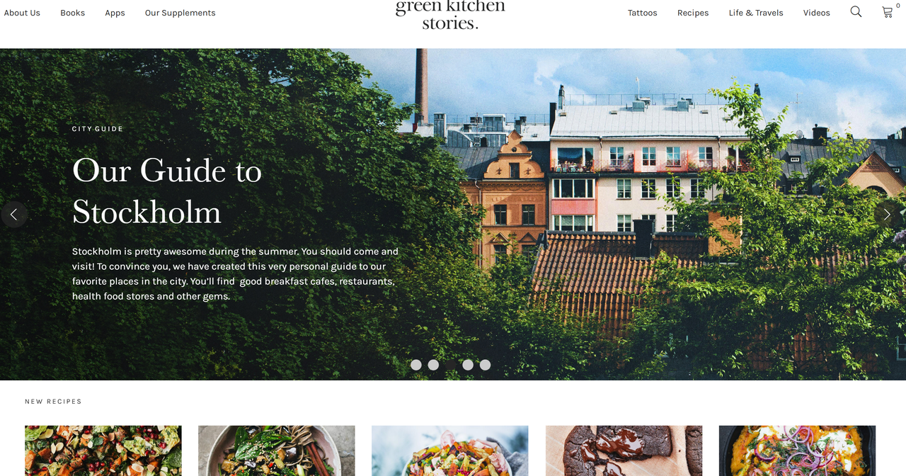 Página de inicio del sitio web de blog - Green Kitchen Stories