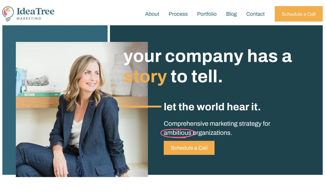 Homepage of 'deaTree's storybrand website