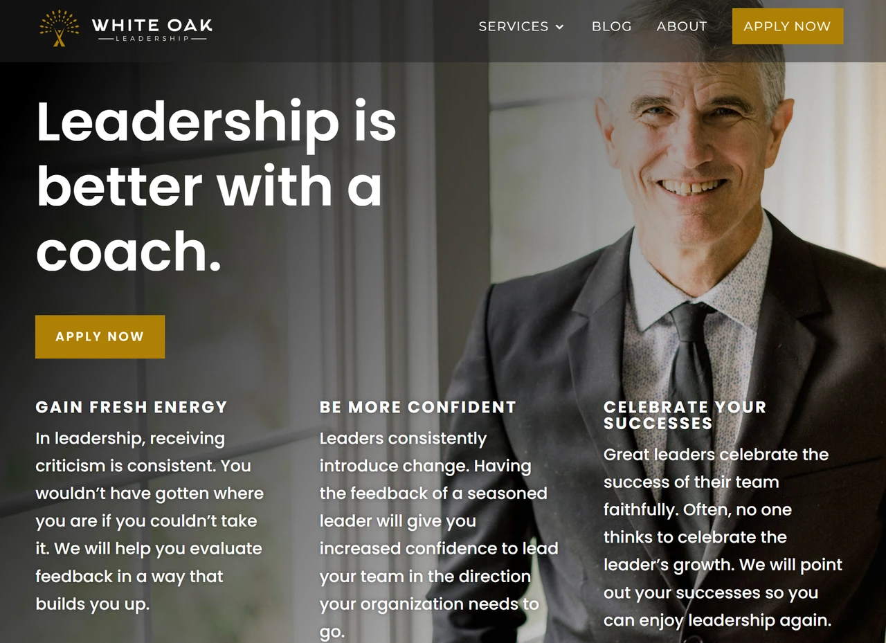 Homepage of White Oak's storybrand website