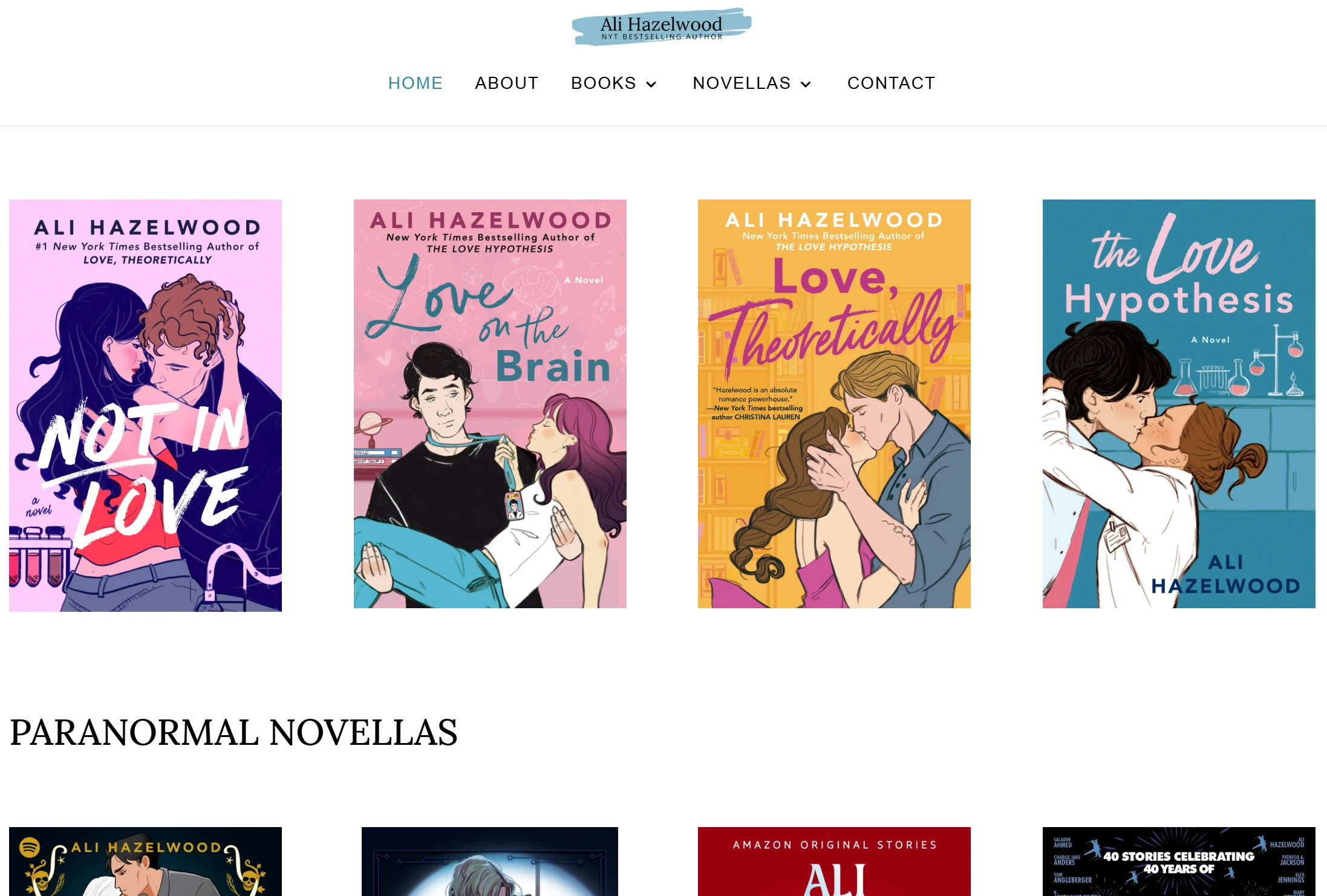 Homepage of author website - Ali Hazelwood