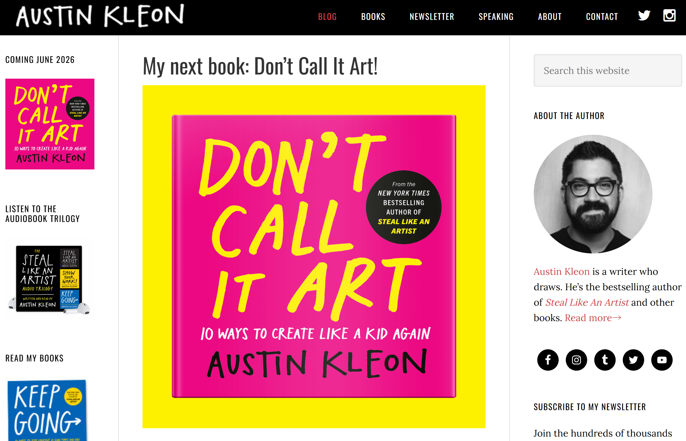 Homepage of author website - Austin Kleon Homepage of author website - Austin Kleon