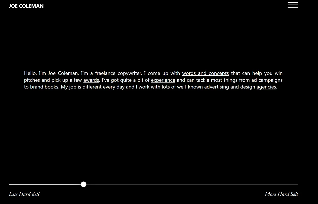 Homepage of Joe Coleman – Freelance Copywriter Homepage of Joe Coleman – Freelance Copywriter