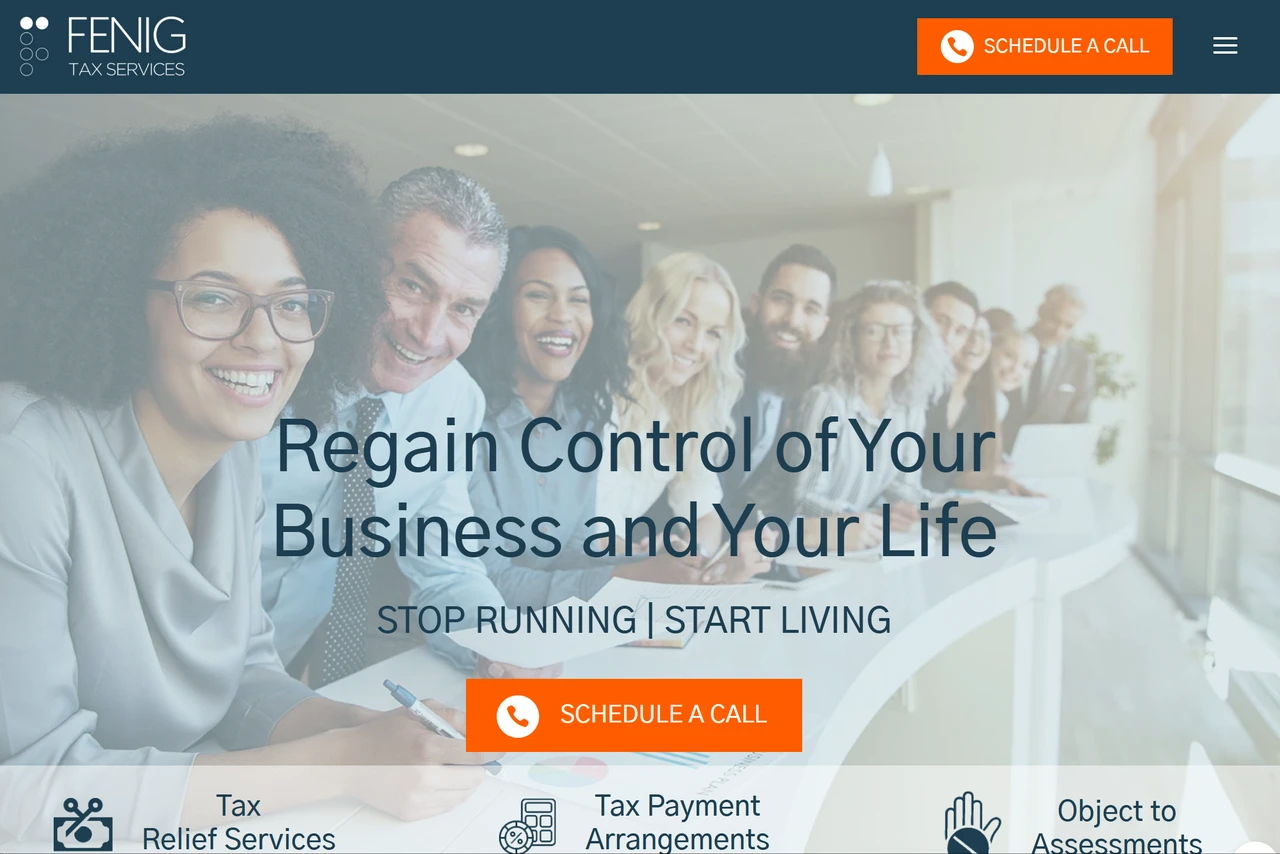 Homepage of Fenigtaxservice's storybrand website