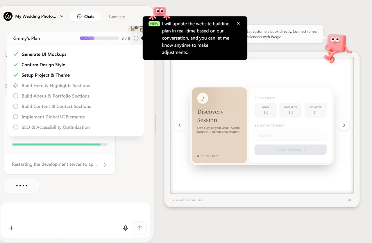 Complete wedding photography website generated with UI mockups and setup projects