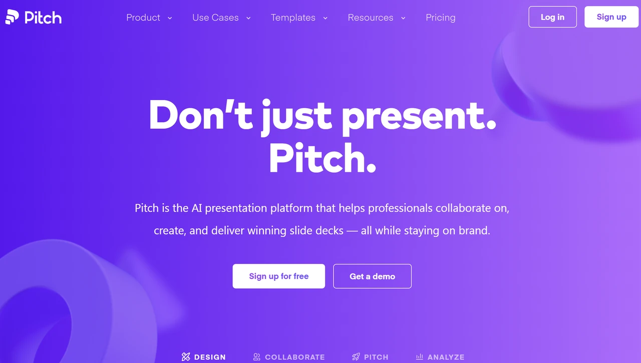 Homepage of Pitch