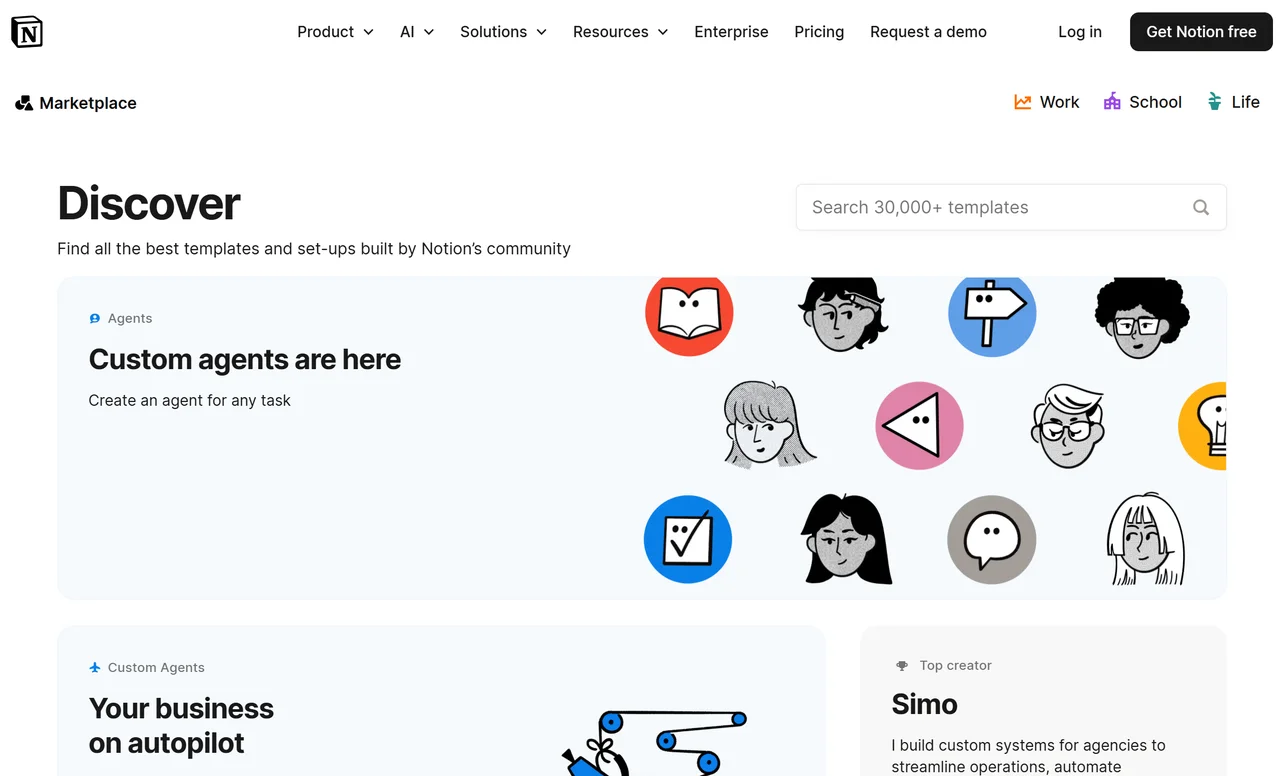 Notion – The Template Landing Page