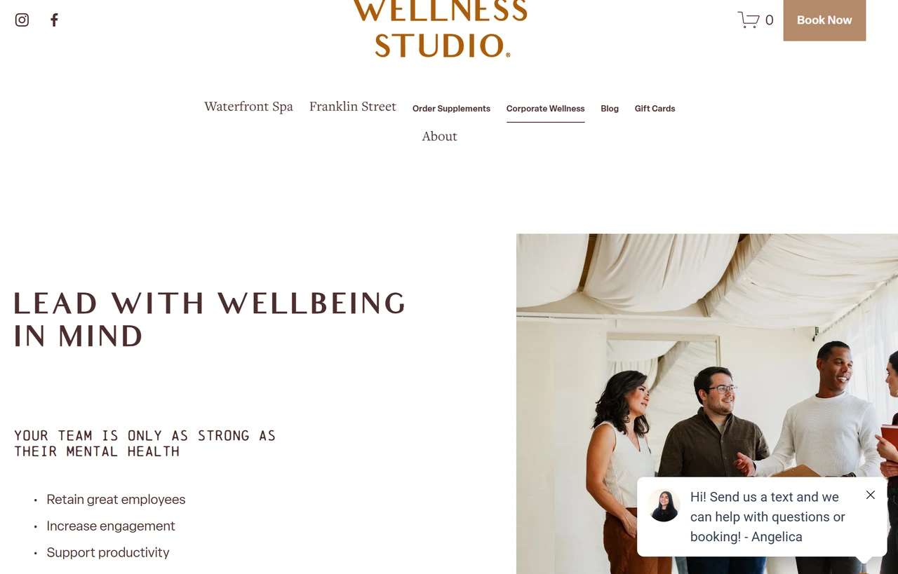 Homepage of Vancouver wellness studio's storybrand website