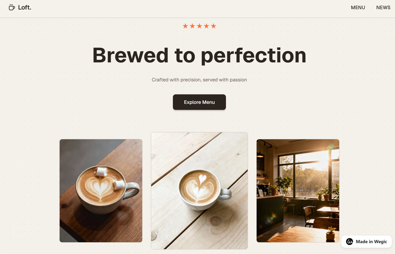 Coffee website Loft built on Wegic AI Coffee website Loft built on Wegic AI