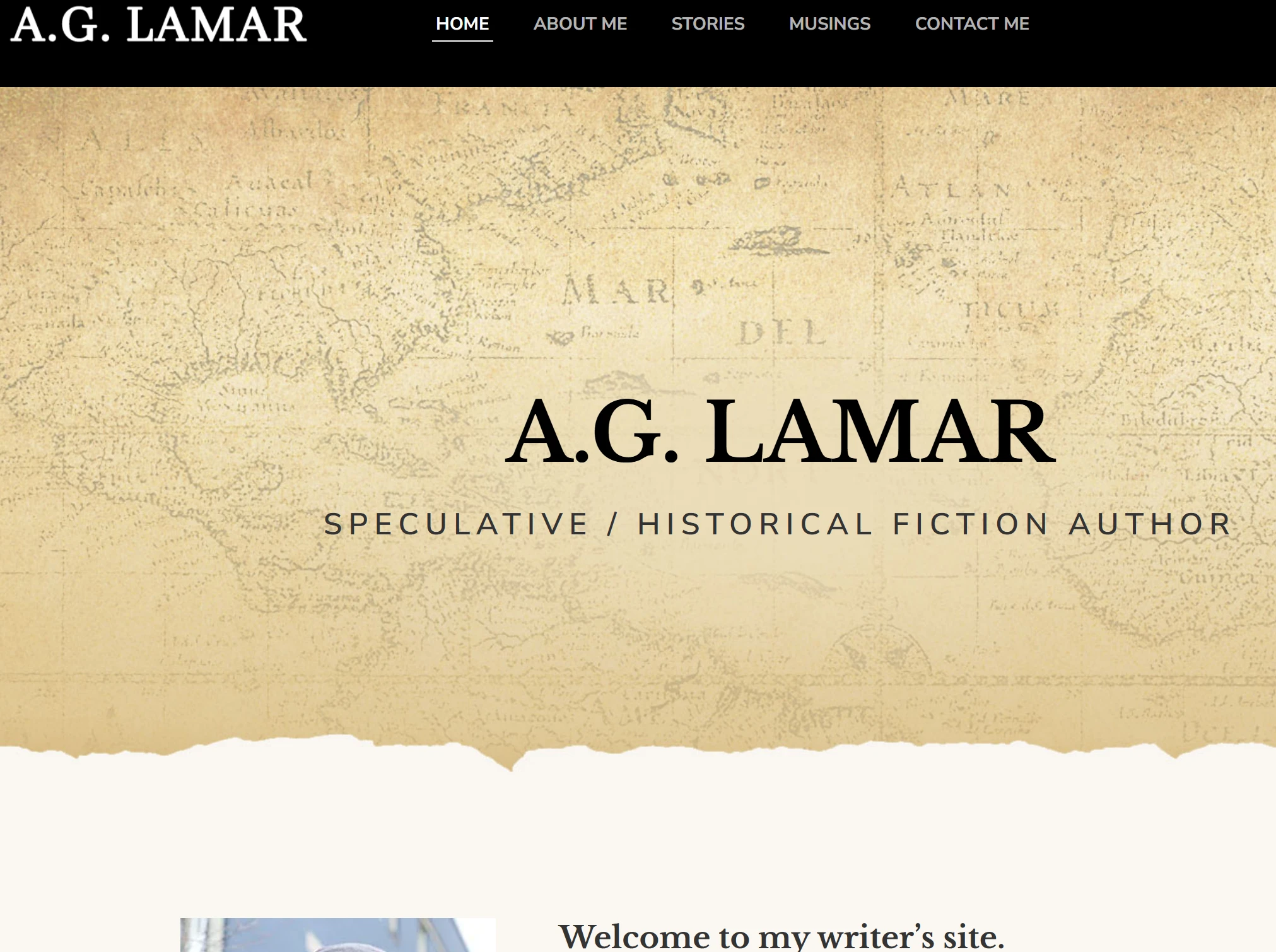 Homepage of author website - A. G. Lamar