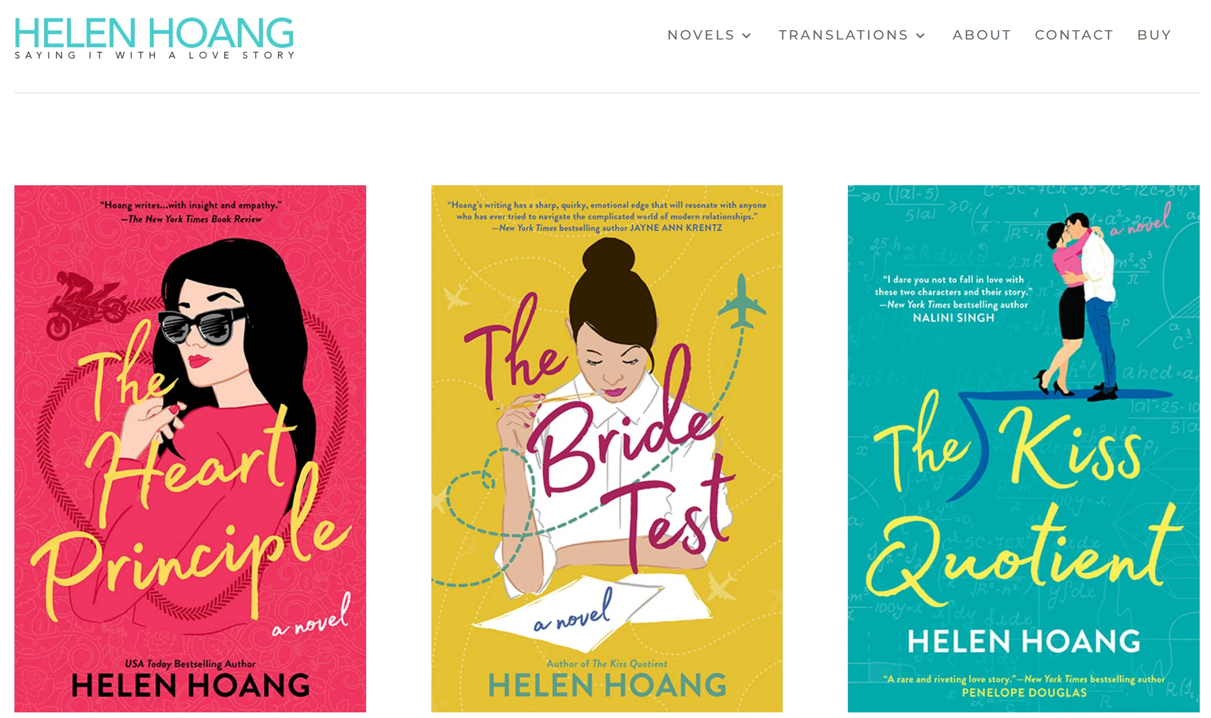 Homepage of author website - Helen Hoang