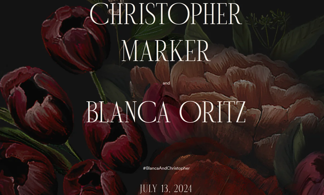 Homepage of Blanca and Christopher's wedding website