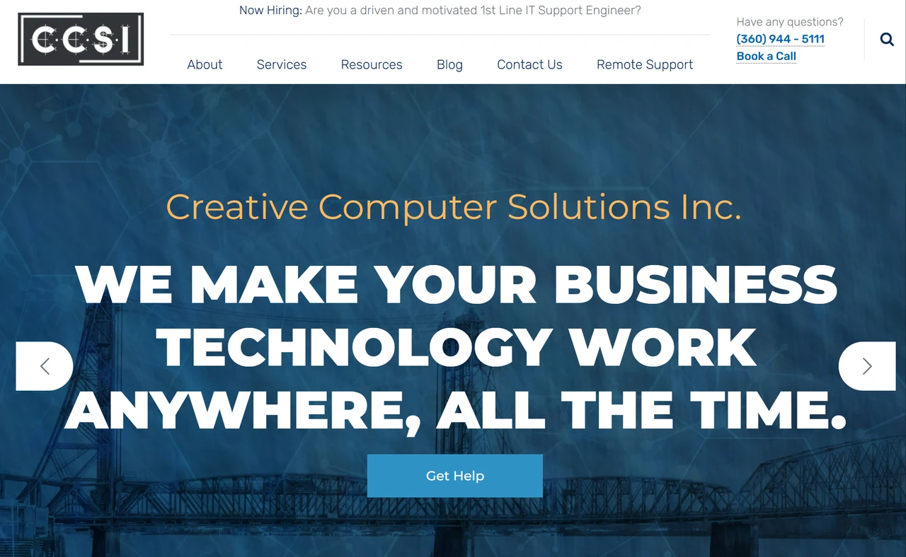 Homepage of CCSI's storybrand website