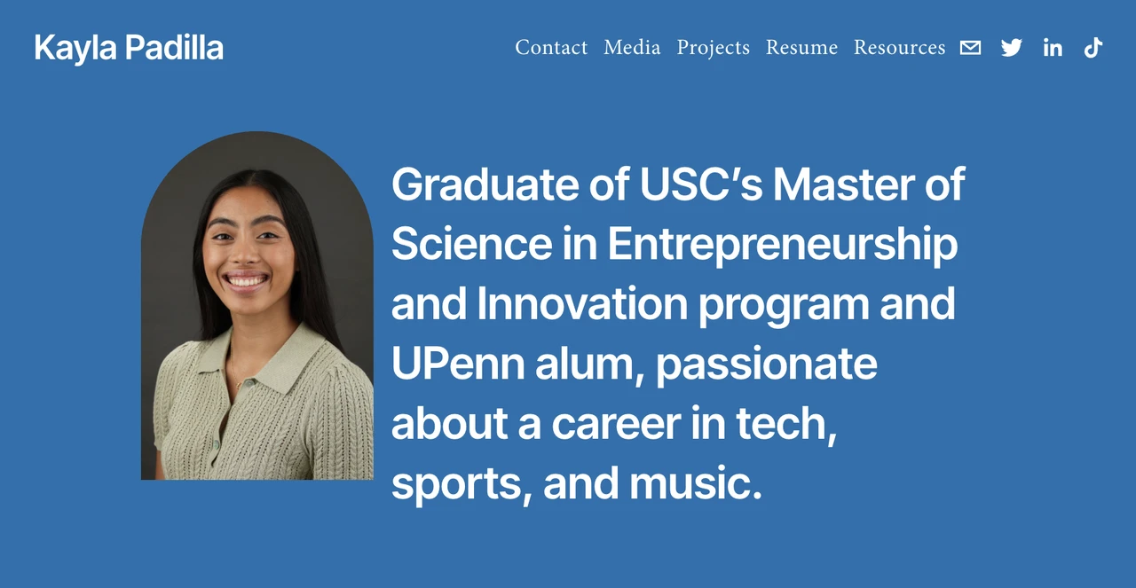 student website design example