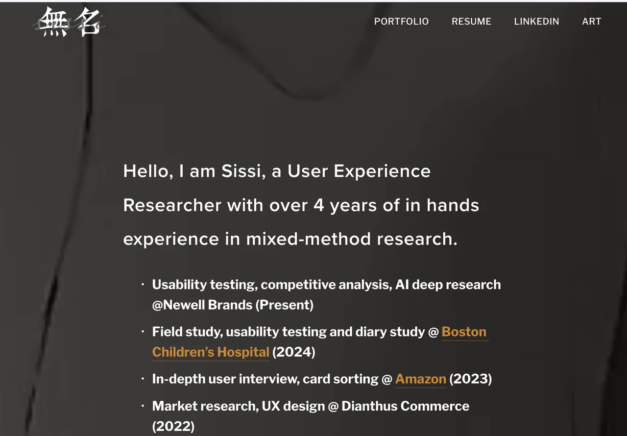 single-section homepage