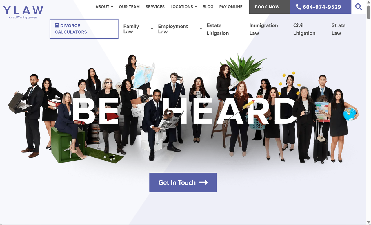 Homepage of law firm website - YLaw Group Homepage of law firm website - YLaw Group