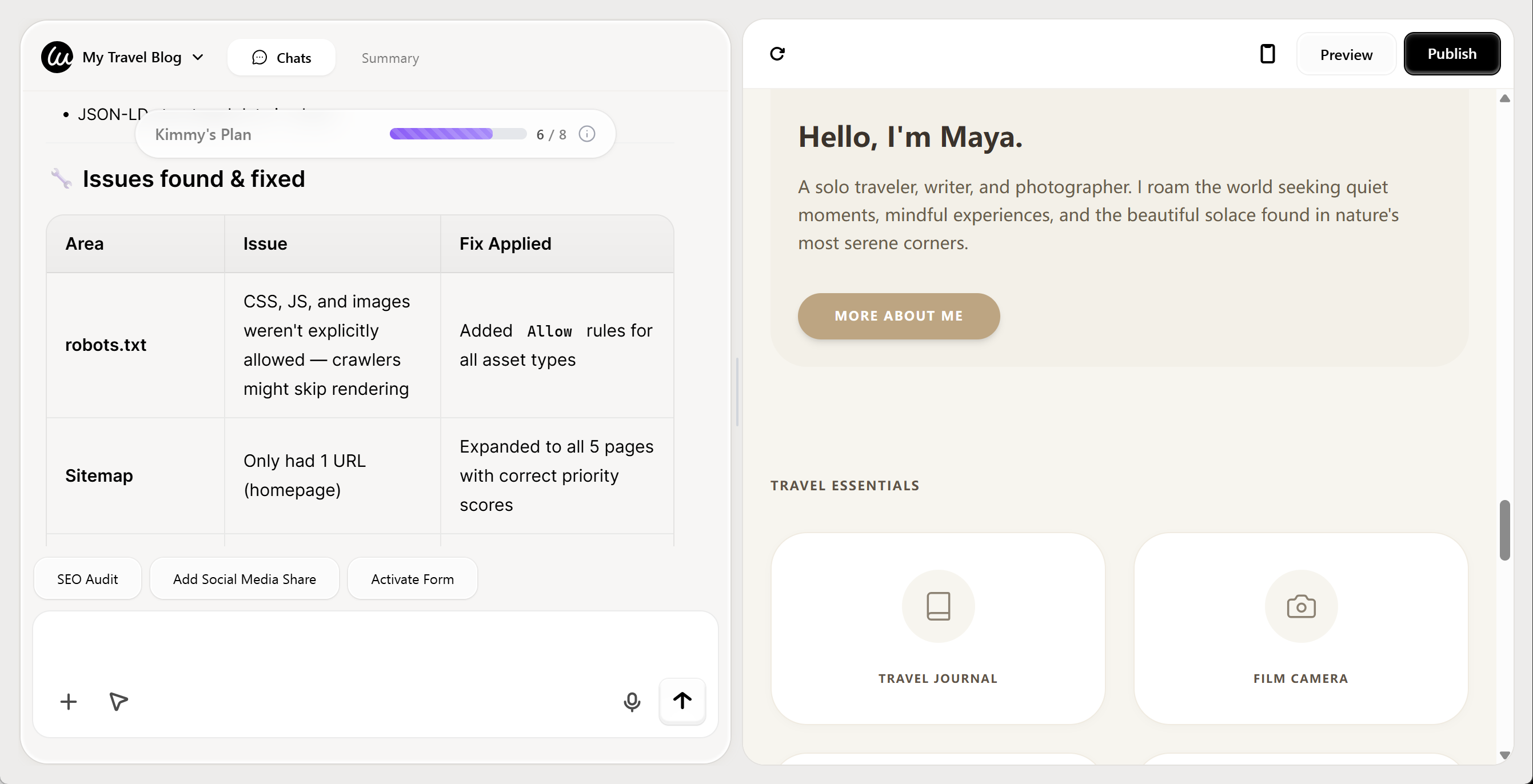 Panel de control de Wegic SEO mostrando opciones de optimización de título y descripción meta Panel de control de Wegic SEO mostrando opciones de optimización de título y descripción meta