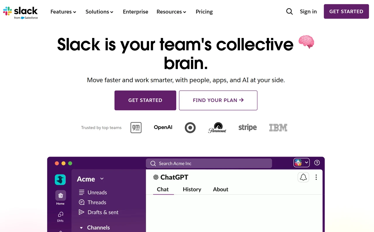 Homepage of Slack - a team collaboration platform Homepage of Slack - a team collaboration platform