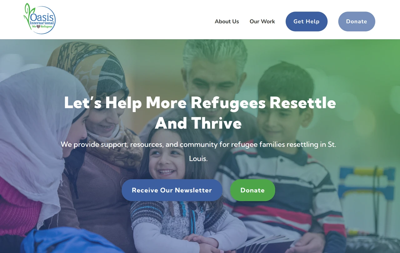 Homepage of Oasis4refugee's storybrand website