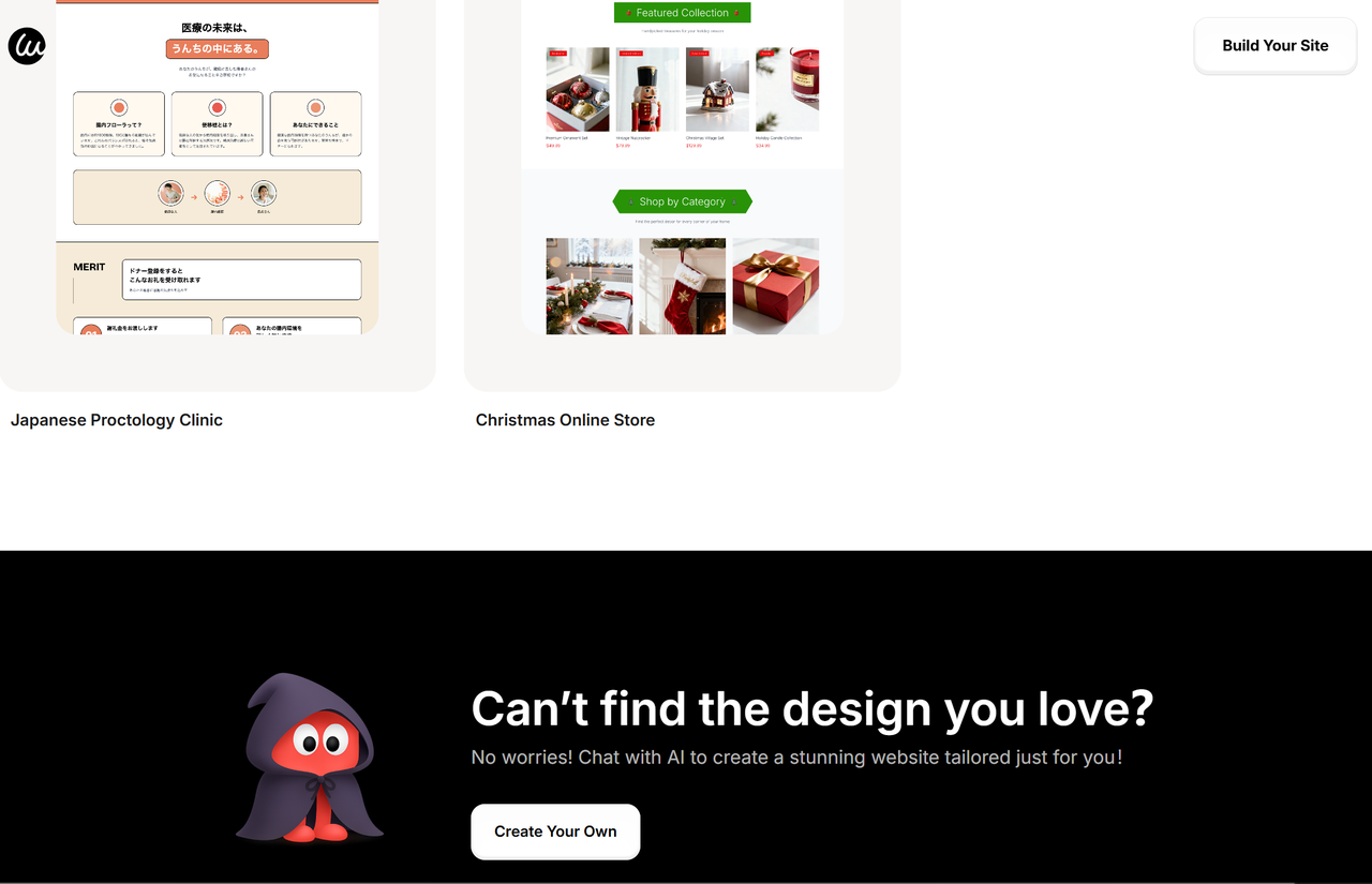 End of the landing page of Wegic Templates