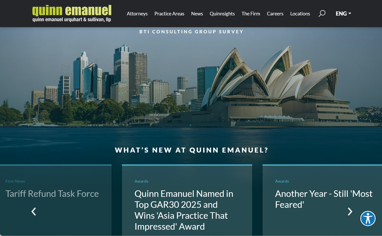 Homepage of law firm website - Quinn Emanuel Homepage of law firm website - Quinn Emanuel