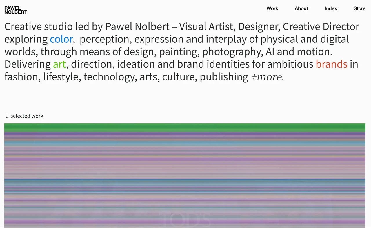 Homepage of digital artist Pawel Nolbert