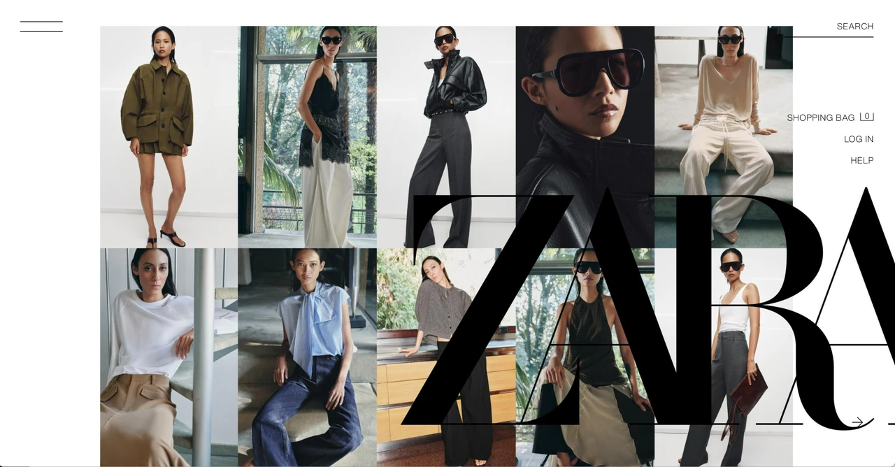 Homepage of zara.com